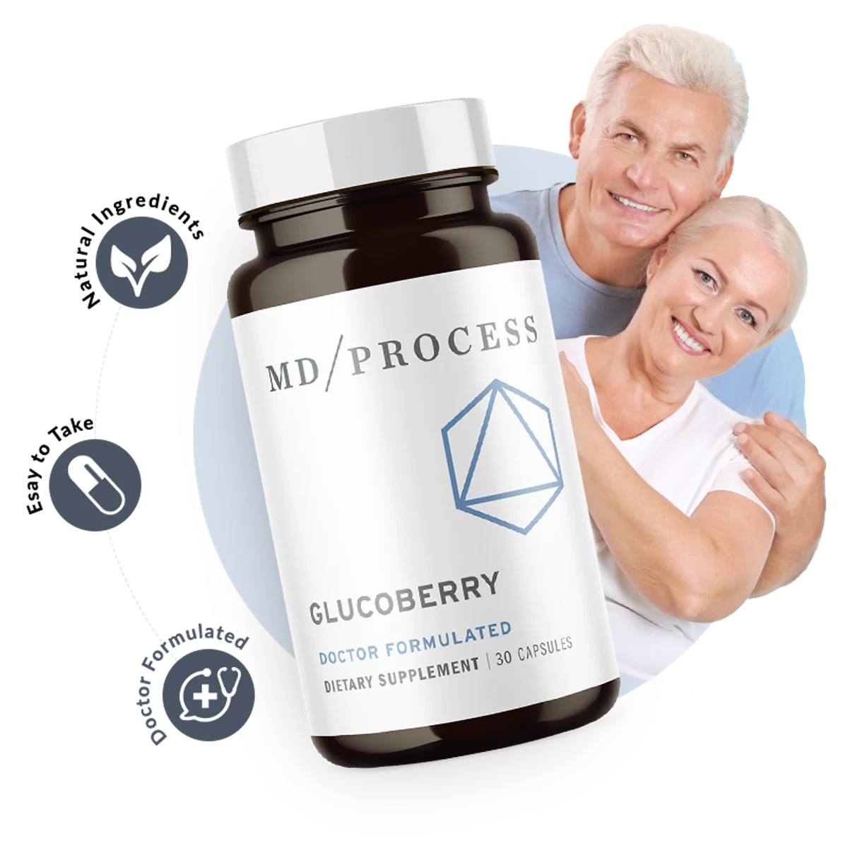 GlucoBerry Blood Sugar Supplement Bottle (Front Label)